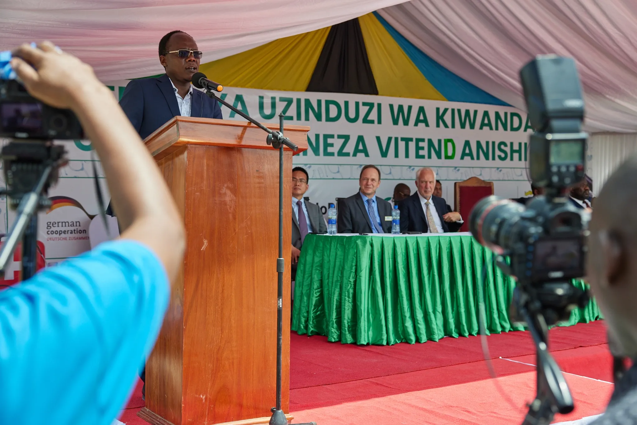 Dr. Mollel giving his speech